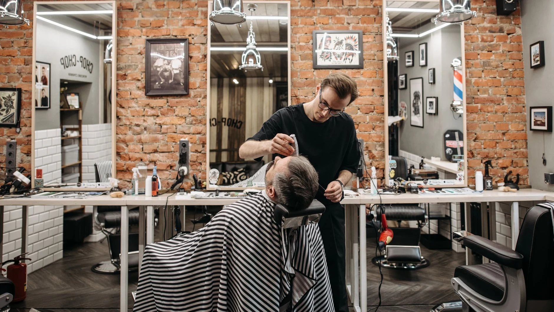 barbershop interior at 24 Hour BarberShop