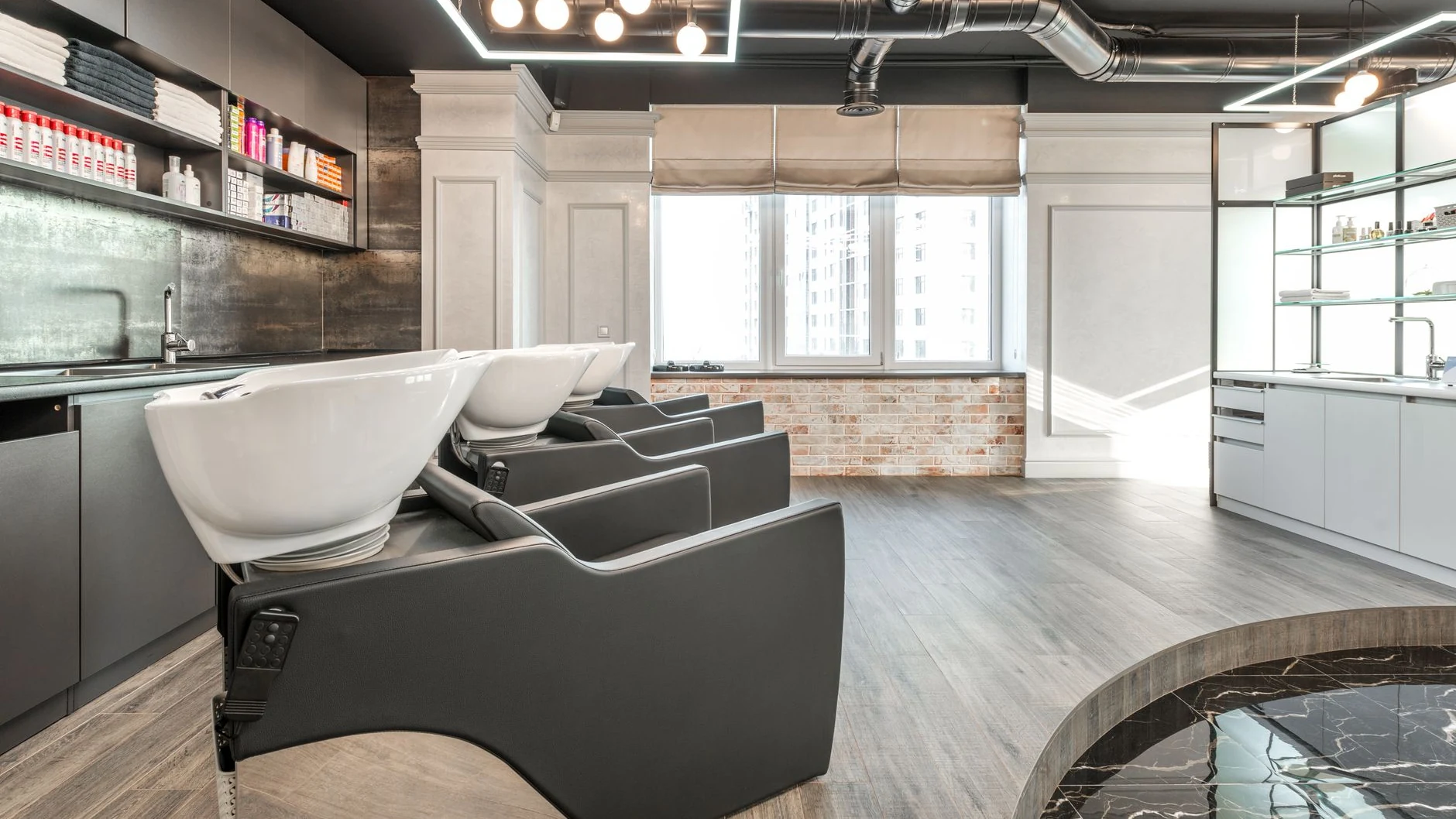 Modern hair salon interior at Hairsta Barbers