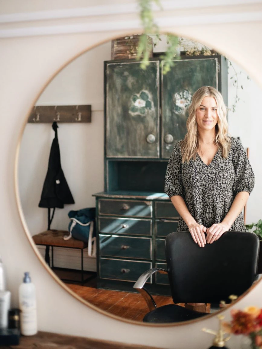 Stephanie and team portrait inside the salon